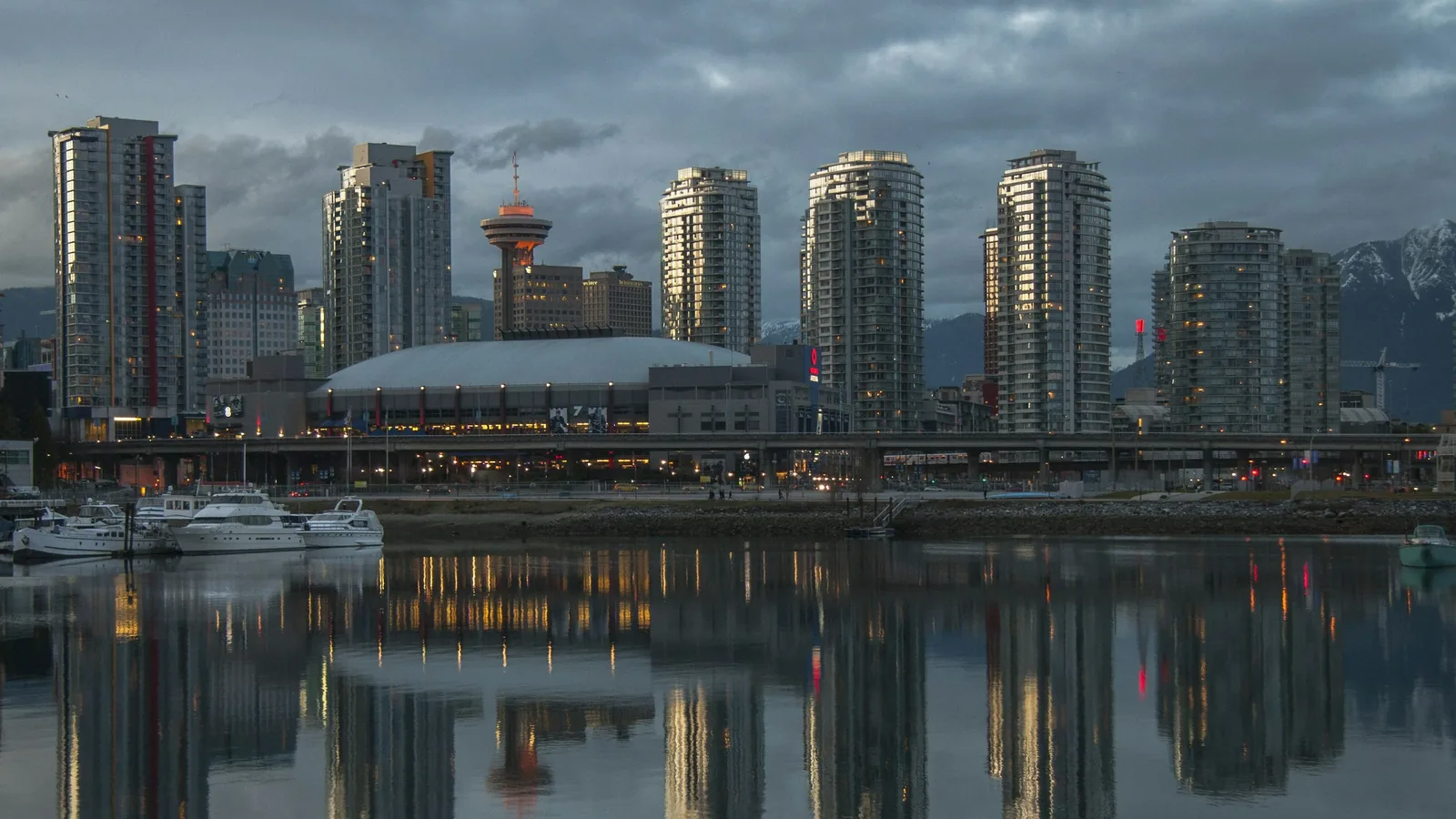 Downtown Vancouver skyline across False Creek