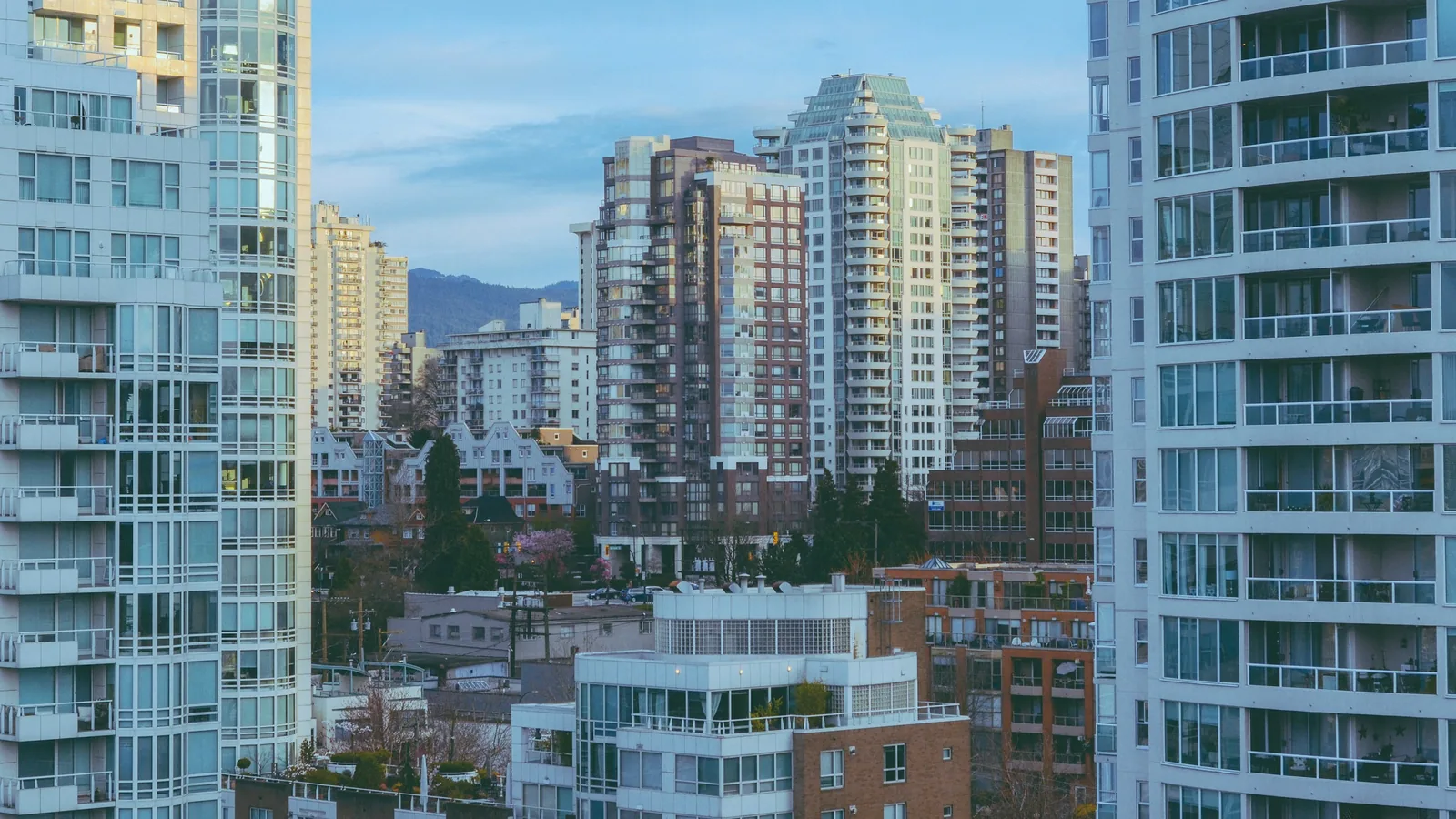 West End apartment towers with the North Shore mountains behind