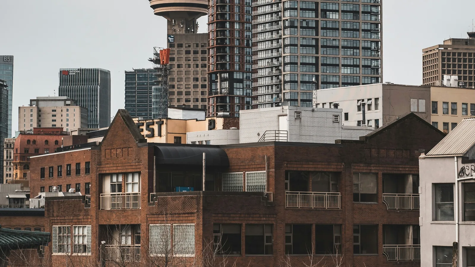 Gastown rooftops with Harbour Centre behind