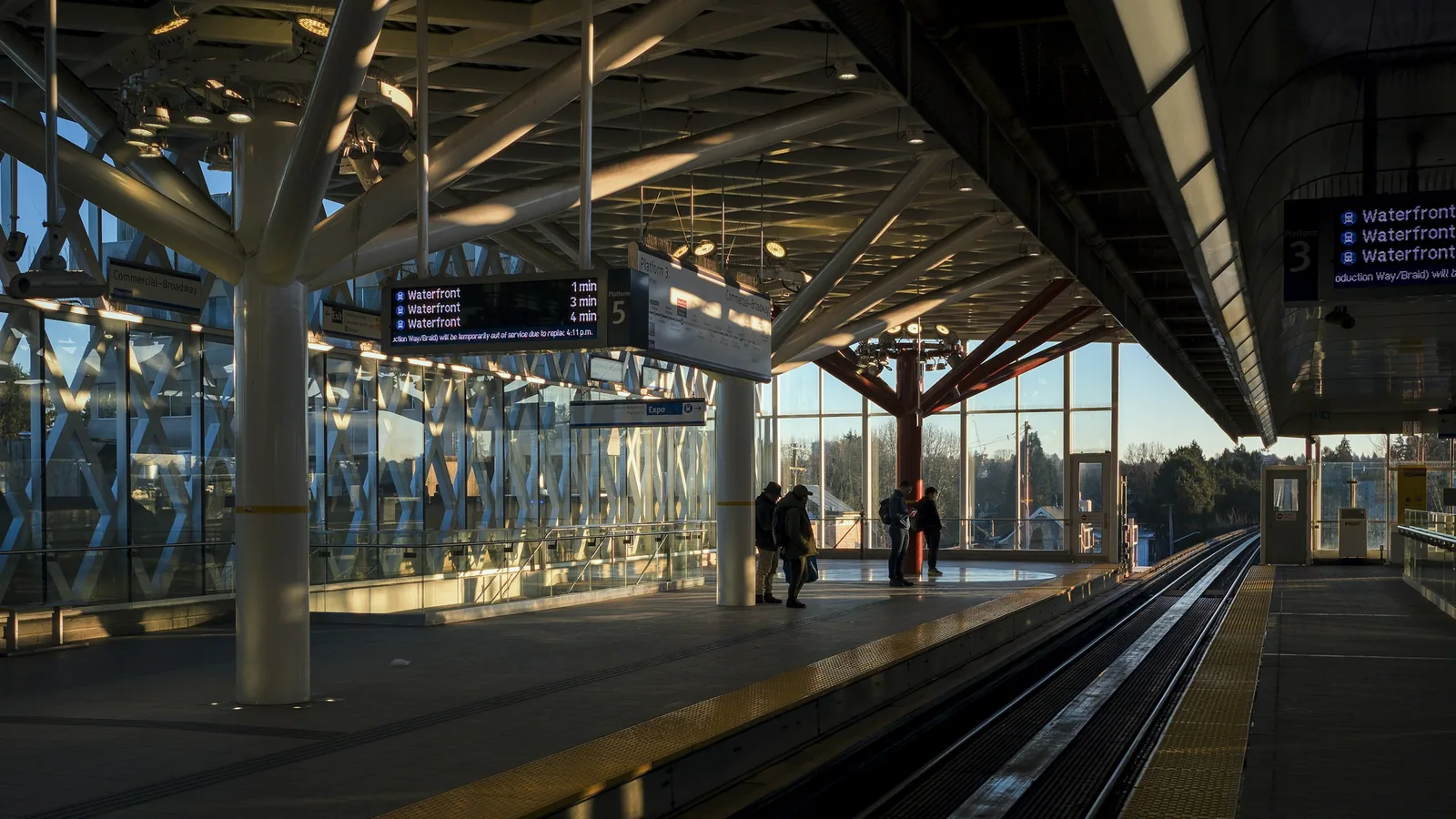 SkyTrain arriving at Waterfront Station in Vancouver