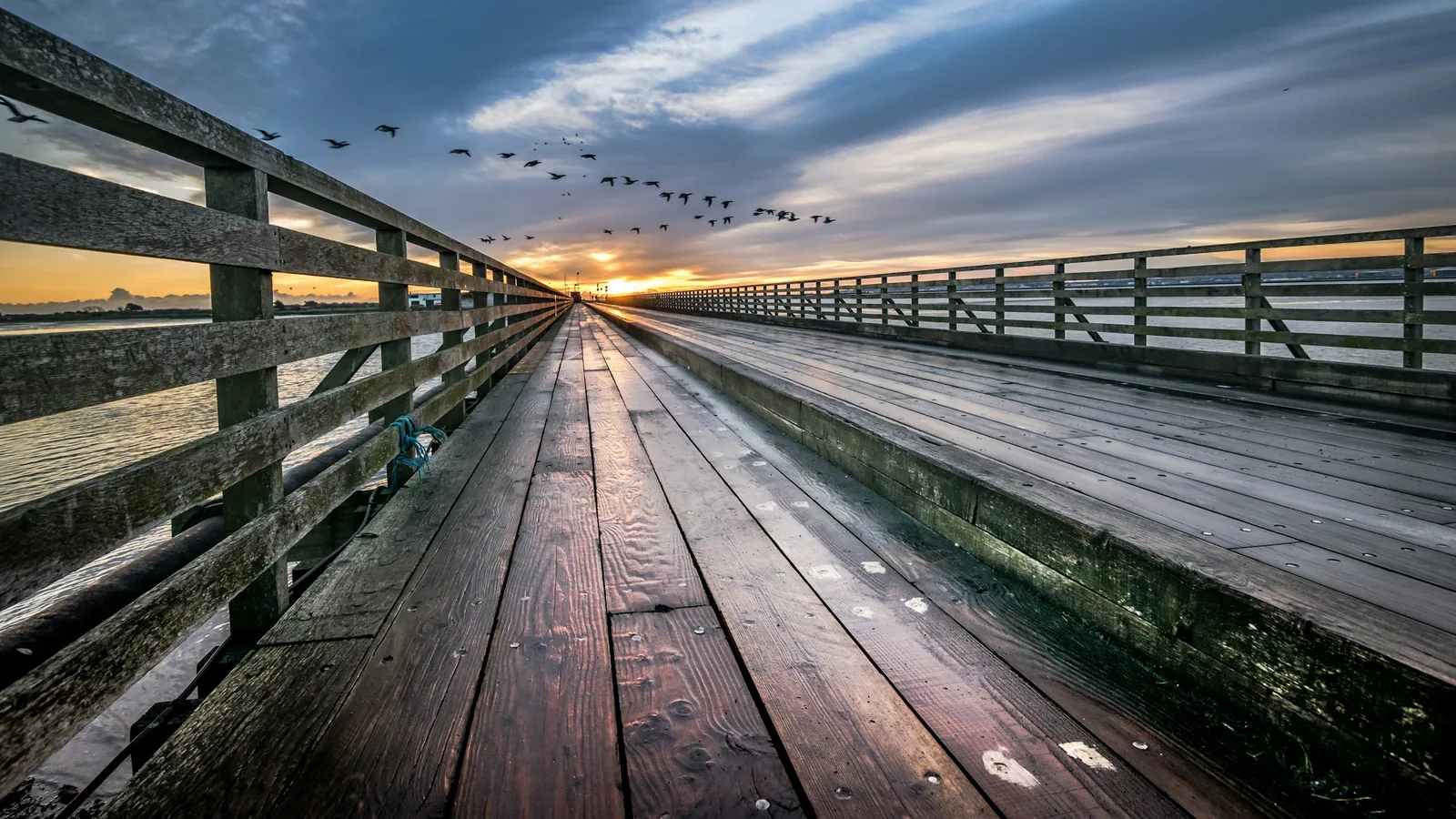 White Rock Pier boardwalk at sunrise