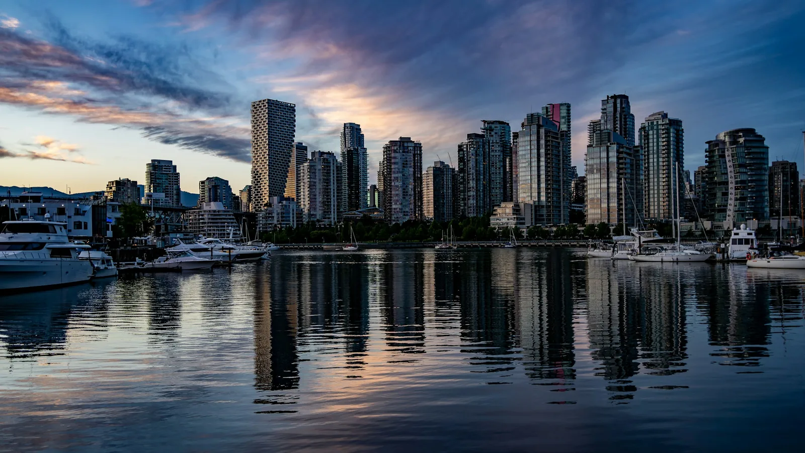 A city skyline with boats, Vancouver
