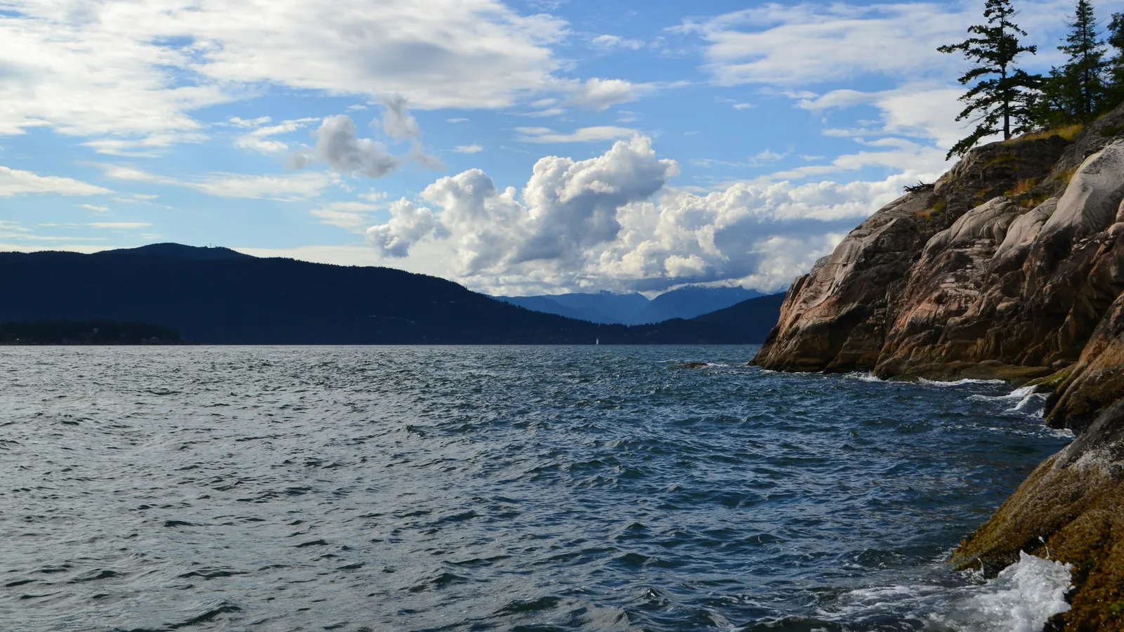 A large body of water surrounded by mountains, Vancouver's North Shore