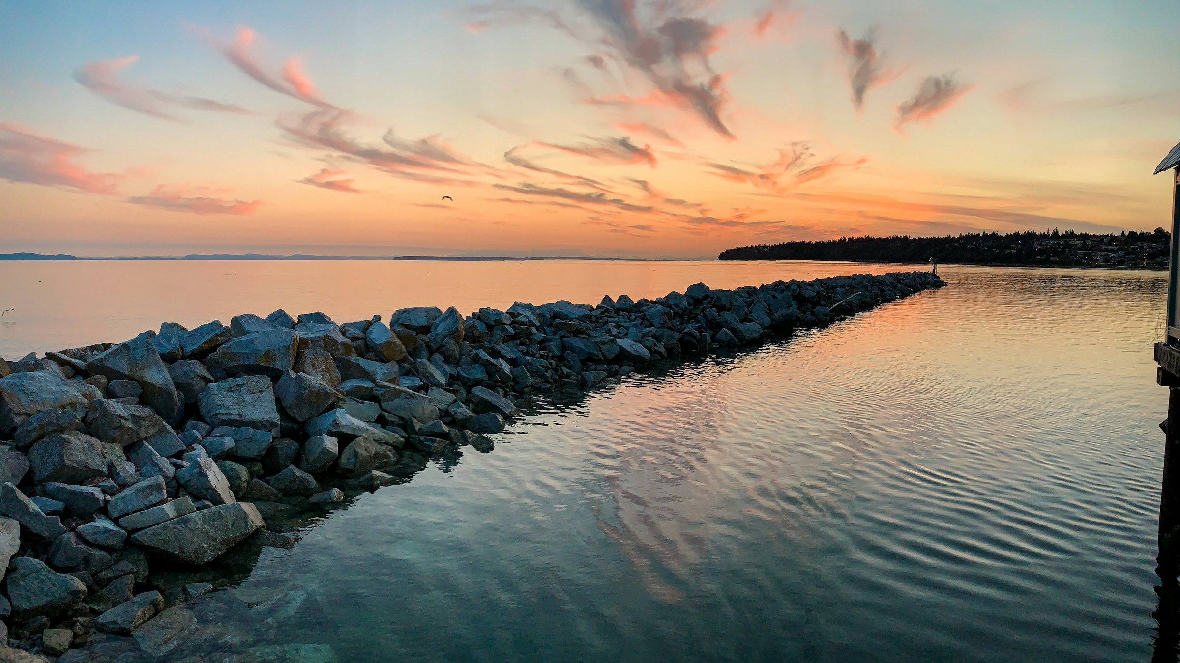 Sunset over Semiahmoo Bay from the White Rock breakwater — White Rock & South Surrey real estate